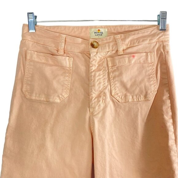 MARINE LAYER Women Wide Leg Pants Sz 6 Peach High Waist Cropped Jeans 30-2 - Picture 2 of 15